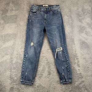 Abercrombie Fitch The Mom High Rise Jeans Size 28/6 Med Blue Distressed